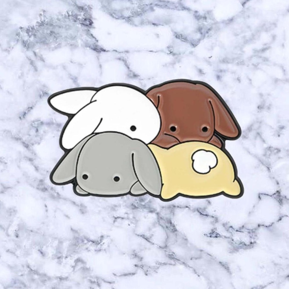 Bunny Pile Enamel Pin